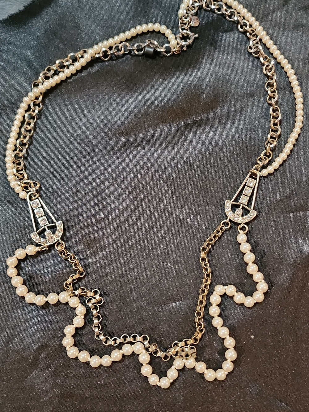 Carol DEB Pearl and Gold-Tone Multi Strand Statement Necklace - Classic Cream